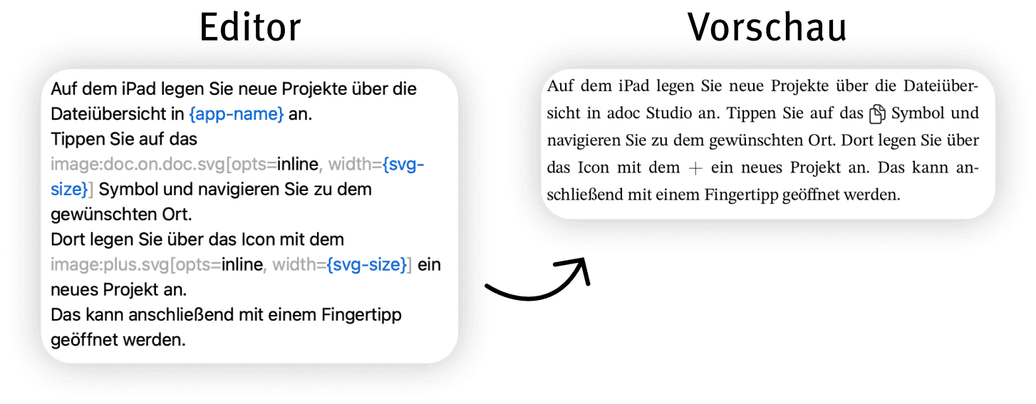 adoc Studio Editor und Vorschau vor dem Hinzufuegen einer Bedingung adoc Studio Editor und Vorschau vor dem Hinzufuegen einer Bedingung